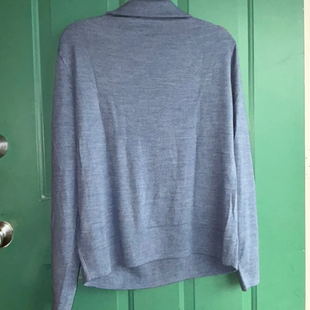 J Crew 1/4 Zip Wool Blend Light Blue Sweater Sz Large